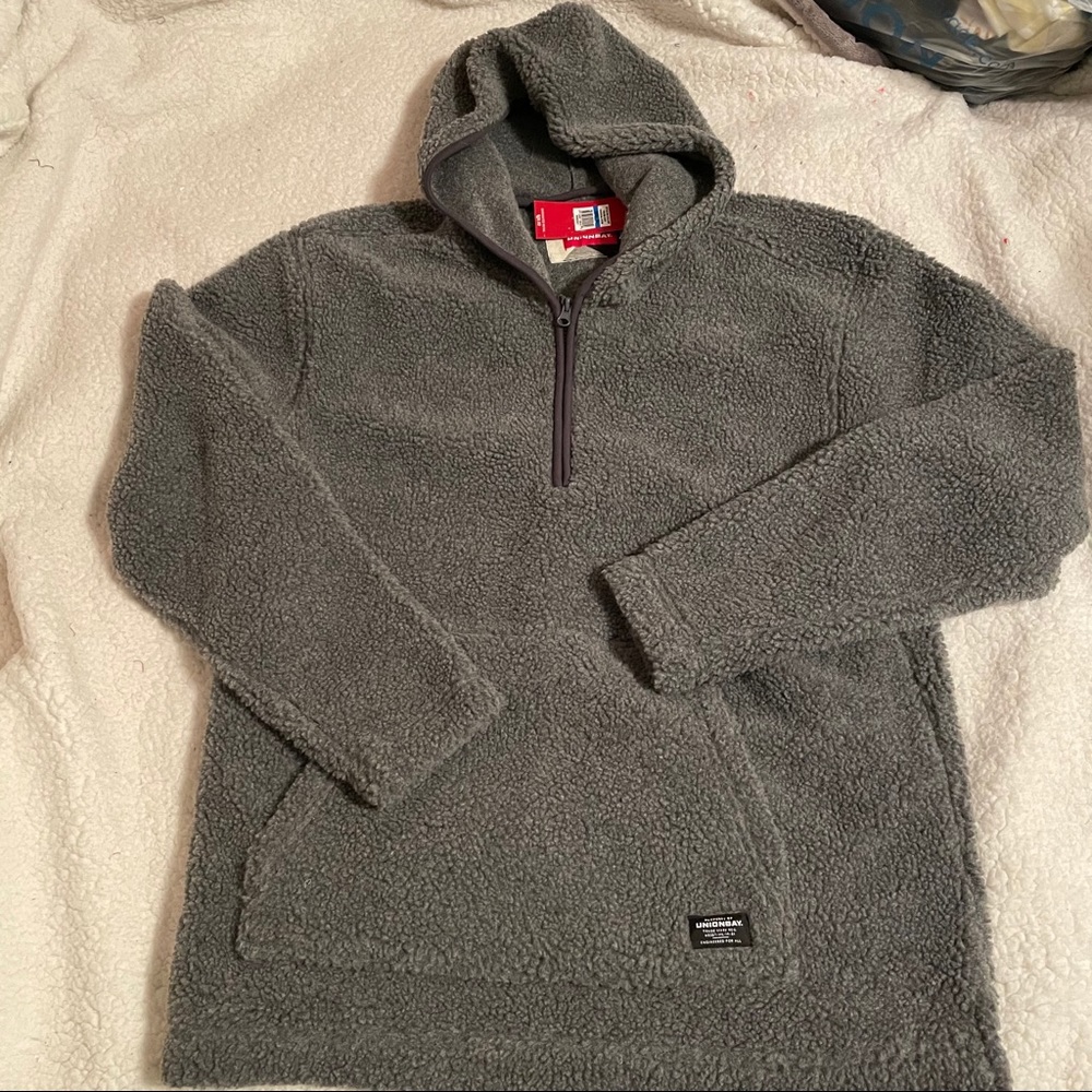 UNIONBAY Gray Sherpa Half-Zip Pullover Hoodie